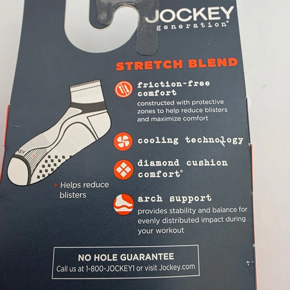 Jockey Generation Mens 3 Pack Quarter Crew Sport Socks White Grey Size 7-12 New